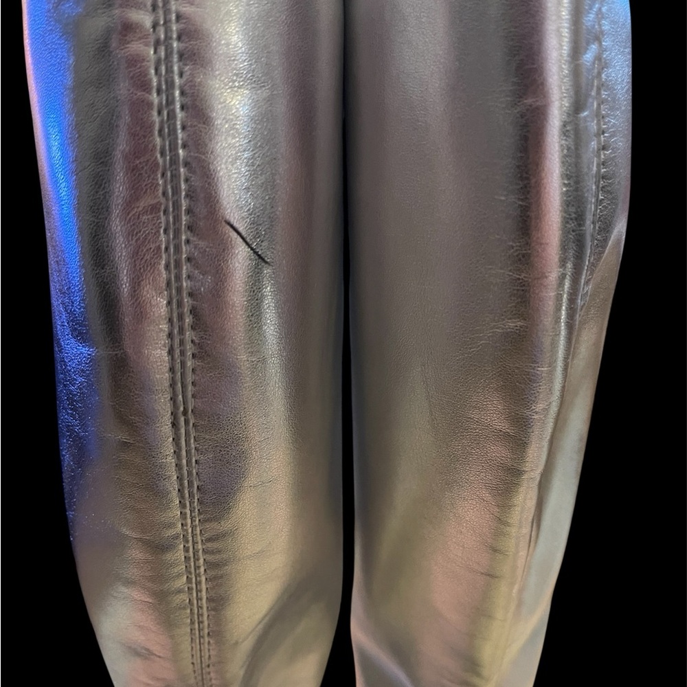 Open Edit Metallic Silver Knee High Boots w/Pointed Toe & Stiletto Heel - Picture 7 of 7